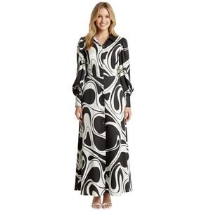 Love By Design Rebel Black White Twill Maxi Dress Button Front NWT Size Medium
